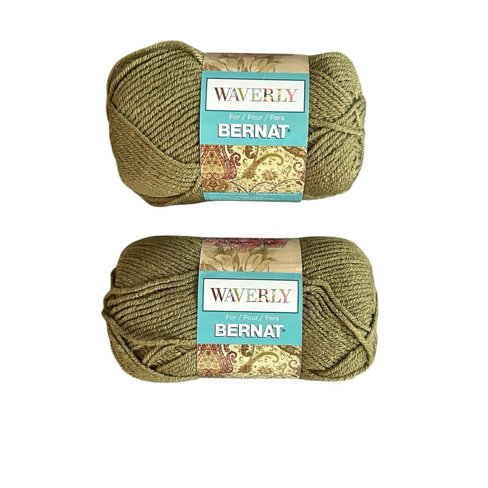 Bernat Waverly Acrylic Yarn 55250 Irish Moss 100g 3.5oz Lot of‎ 2 Discontinued